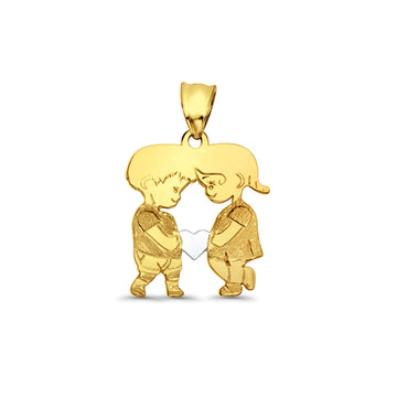 14K Yellow Gold Boy & Girl Pendant 22mmX14mm 1.1 grams